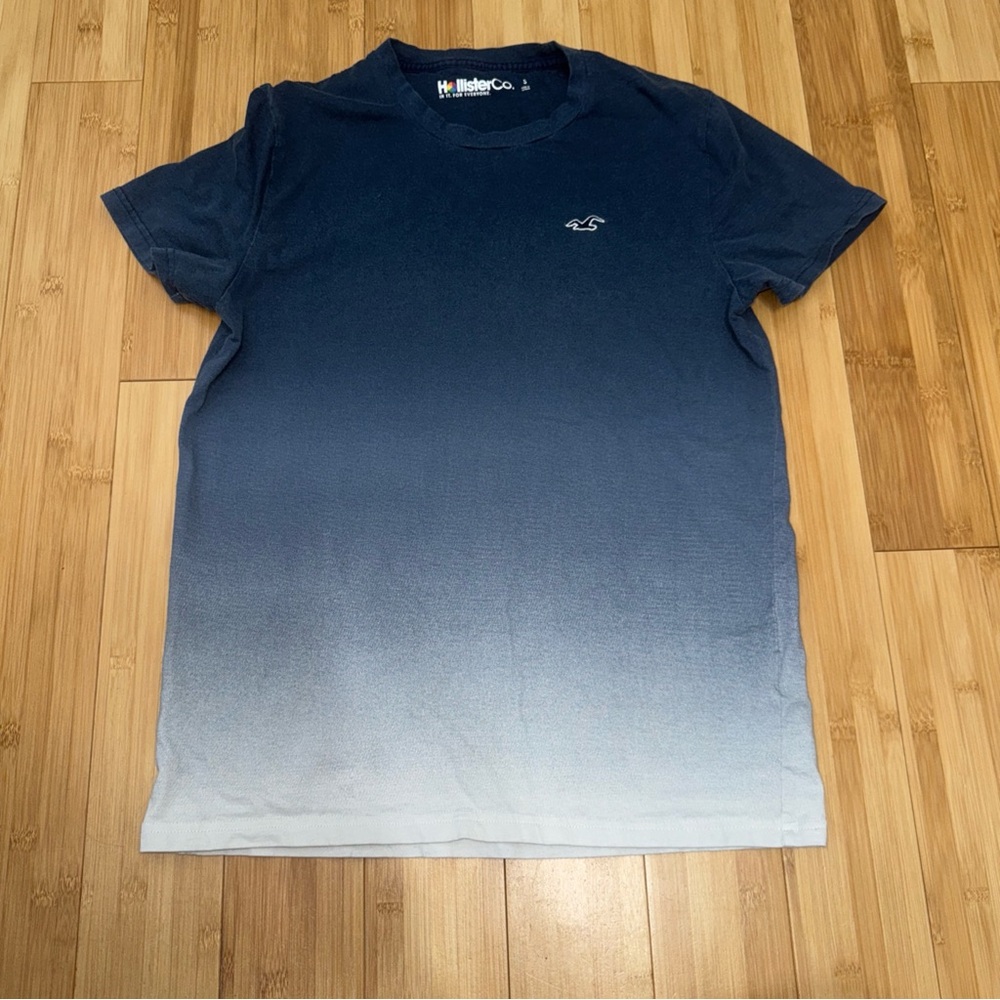Hollister Men's Blue Gradient Ombré T-Shirt